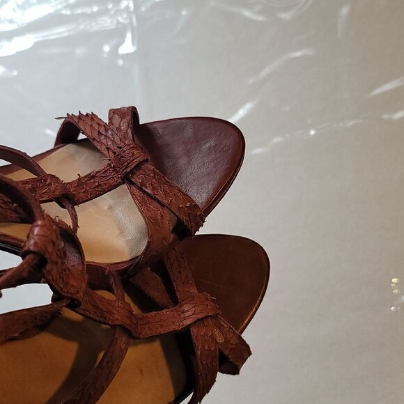 SCHUTZ  Red Leather Strappy Heeled Sandals - Picture 11 of 13